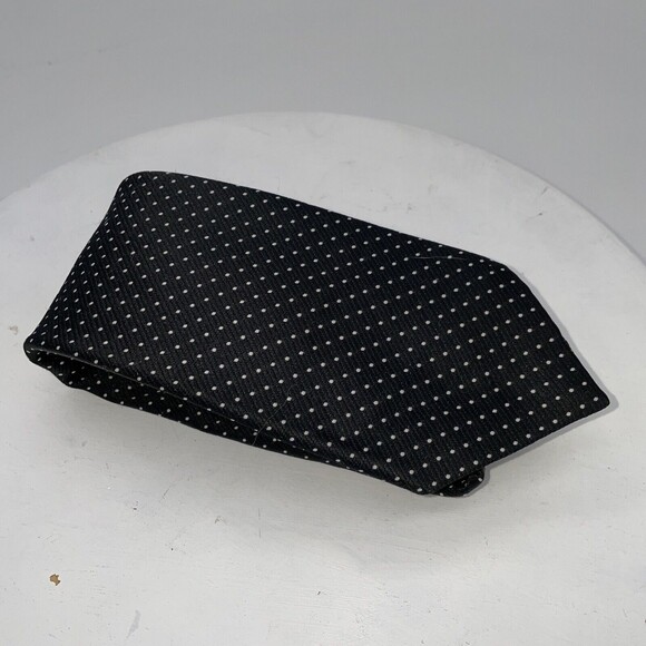 Vintage Alexanders For Men Tie Black and White Pooka Dots 100% Poly 55” - Picture 8 of 8